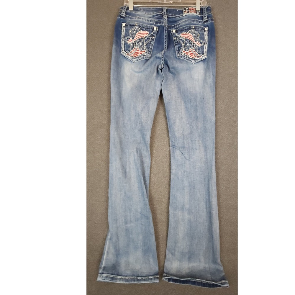 Grace Easy Fit Jeans Size 30 Embellished American‎ Flag Pockets Bootcut Denim - Picture 4 of 11